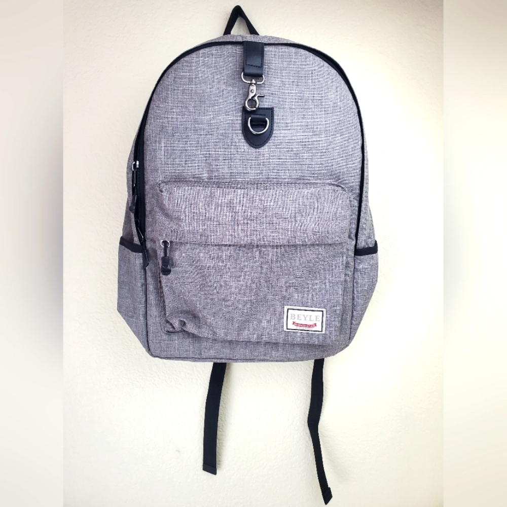 Gray Tactical Backpack with Laptop Sleeve and USB Port by Beyle